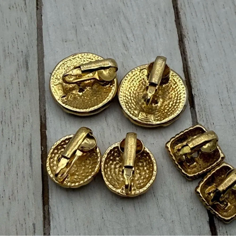 Sarah Coventry Textured Gold Earrings Trio